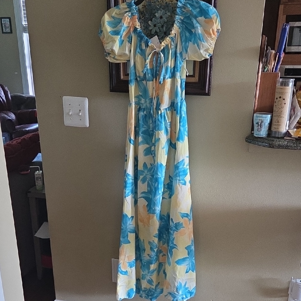 Floral Puff Sleeve Maxi Dress